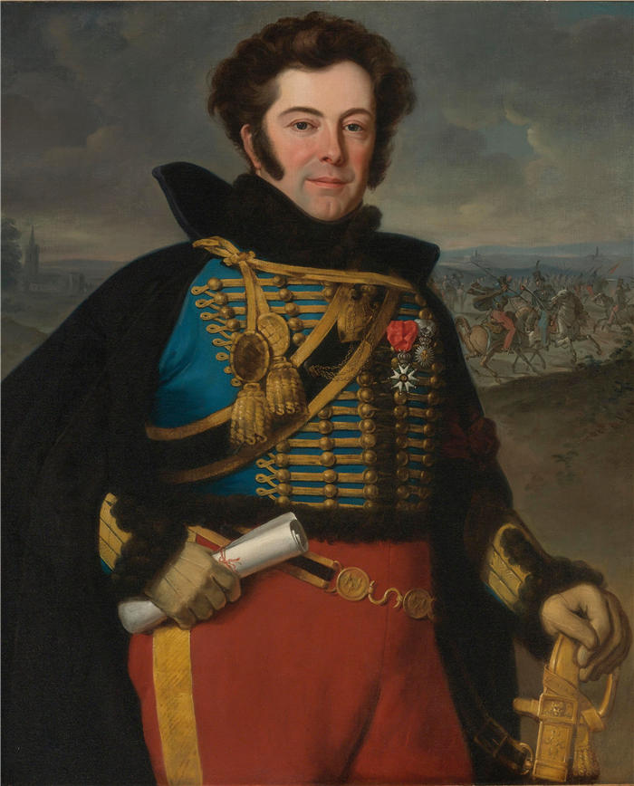 贺拉斯·韦尔内（Horace Vernet，法国画家）高清作品-《Auguste-Frederic-Bon-Amour 上校的肖像》
