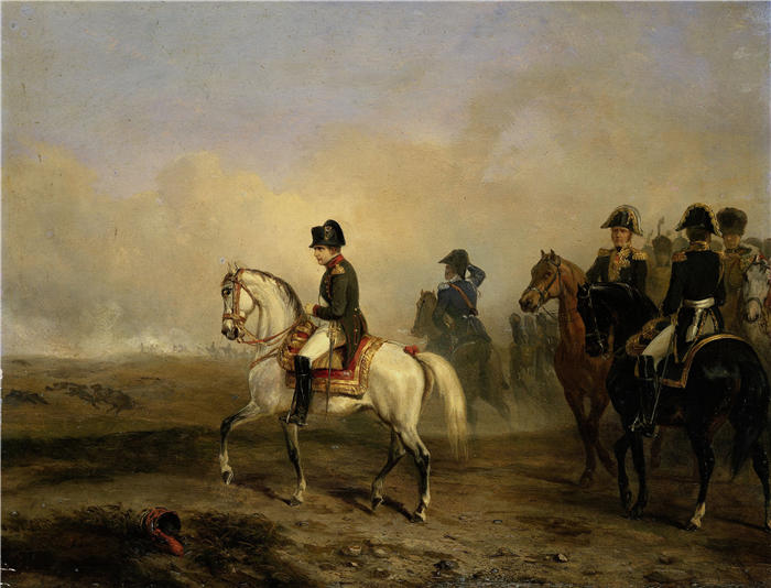 贺拉斯·韦尔内（Horace Vernet，法国画家）高清作品-《拿破仑一世皇帝和他的马杖（1810-1850）》