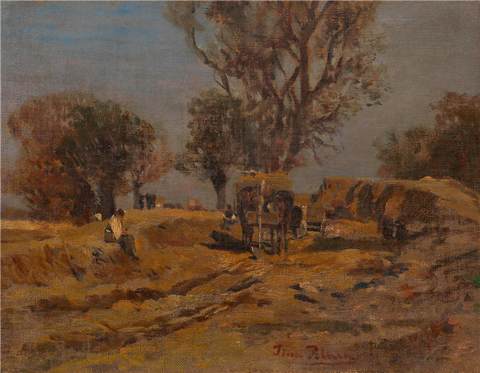 蒂娜·布劳（ Tina Blau，奥地利画家）高清油画作品-《多瑙河（1872年）》