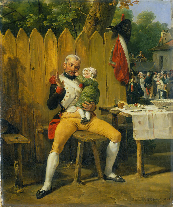 贺拉斯·韦尔内(Horace Vernet,法国画家)高清作品-《老兵在家 (1823)》