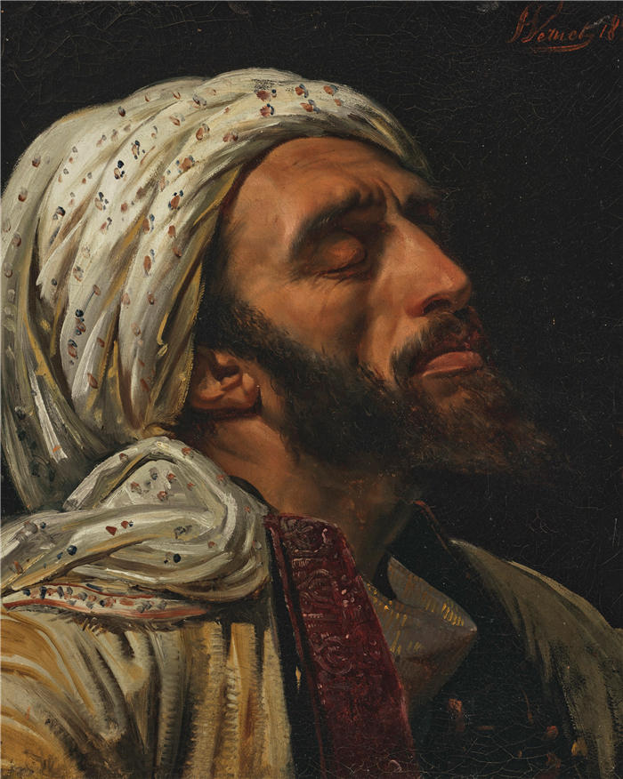 贺拉斯·韦尔内（Horace Vernet，法国画家）高清作品-《阿拉伯男子的肖像（1830 年）》