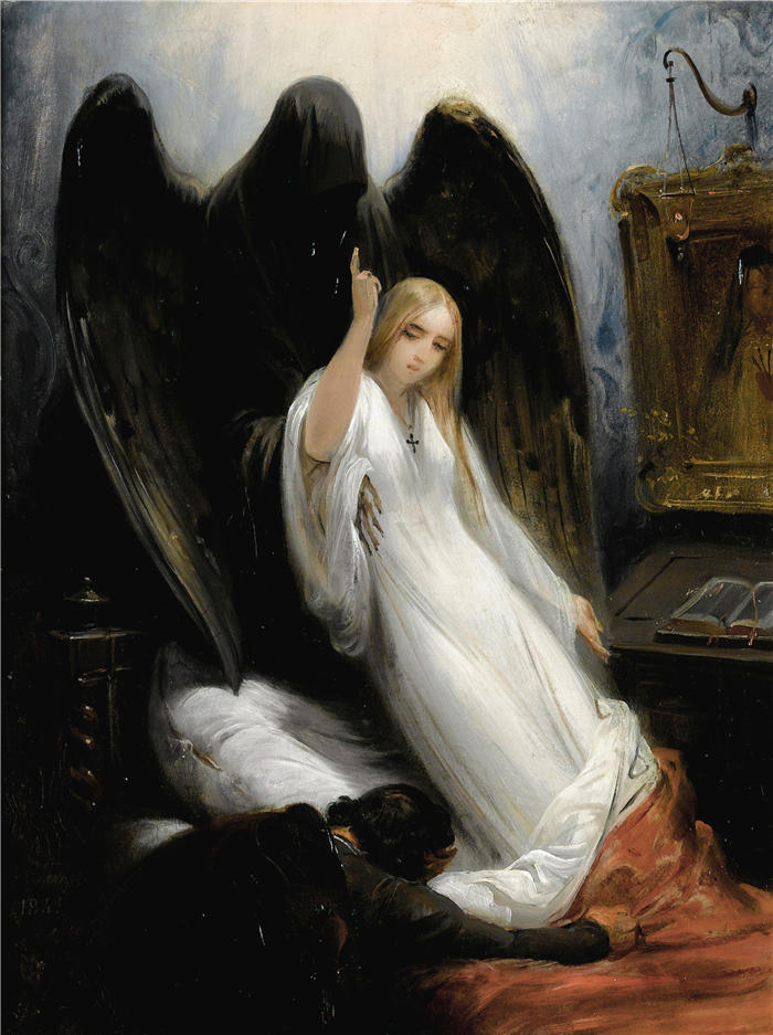 贺拉斯·韦尔内（Horace Vernet，法国画家）高清作品-《死神与少女 (1841)》