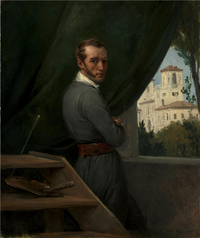 贺拉斯·韦尔内（Horace Vernet，法国画家）高清作品-《罗马的自画像（1832 年）》