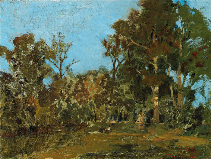 蒂娜·布劳（ Tina Blau，奥地利画家）高清油画作品-《普拉特风景 (1888)》