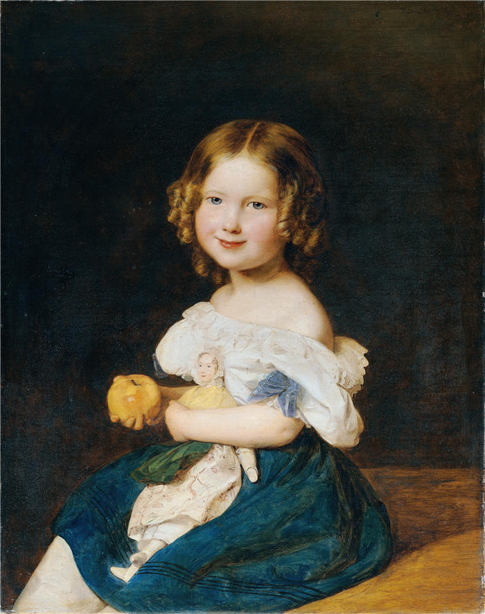 费迪南德·乔治·沃尔德米勒（Ferdinand Georg Waldmuller,奥地利画家）作品–Emilie Werner，已婚夫妇 Johann 和 Magdalena Werner 的女儿（1