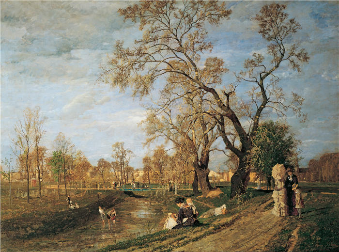 蒂娜·布劳（ Tina Blau，奥地利画家）高清油画作品-《普拉特之春（1882）》