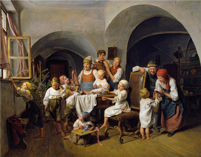 费迪南德·乔治·沃尔德米勒(Ferdinand Georg Waldmuller,奥地利画家)作品–圣诞节早晨(1844 年)