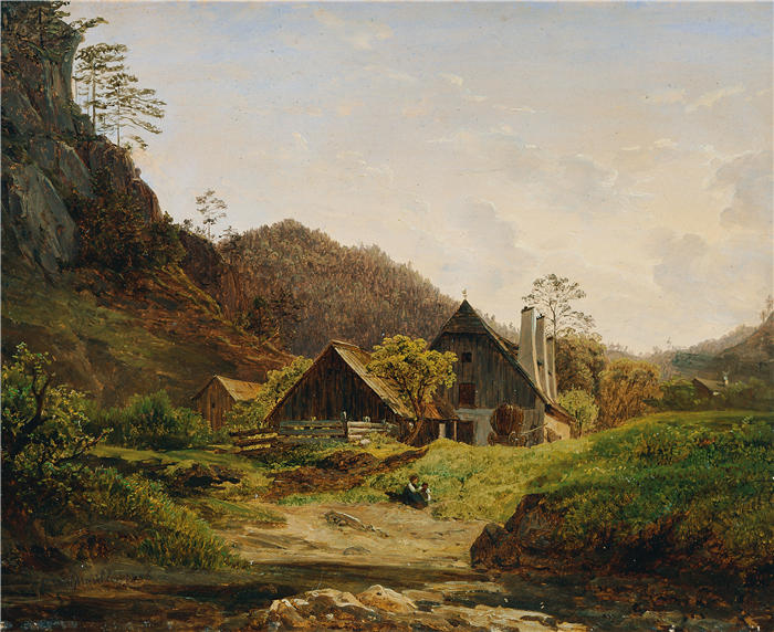 费迪南德·乔治·沃尔德米勒（Ferdinand Georg Waldmuller,奥地利画家）作品–哈默史密斯风景画（1836）