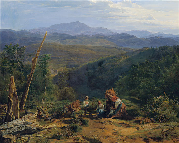 费迪南德·乔治·沃尔德米勒（Ferdinand Georg Waldmuller,奥地利画家）作品–维也纳森林景观与野蛋城堡（1855）