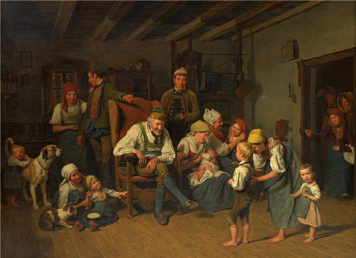 费迪南德·乔治·沃尔德米勒（Ferdinand Georg Waldmuller,奥地利画家）作品–祝贺祖父生日（1845年）