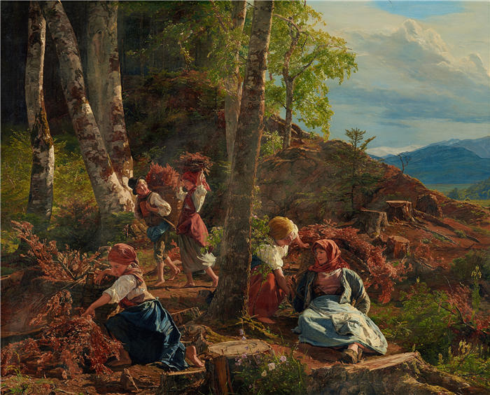 费迪南德·乔治·沃尔德米勒(Ferdinand Georg Waldmuller,奥地利画家)作品–莱西姆勒·伊姆·维纳瓦尔德(1855)