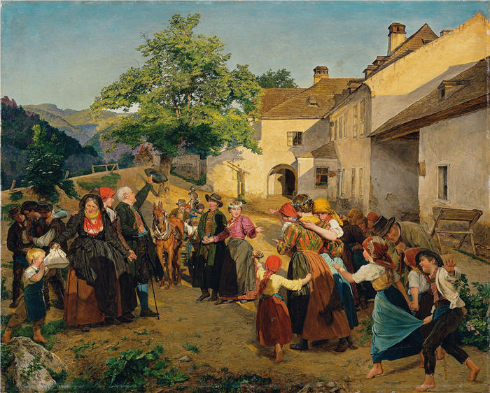 费迪南德·乔治·沃尔德米勒（Ferdinand Georg Waldmuller,奥地利画家）作品–新娘离家的告别（1860）