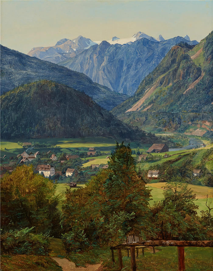 费迪南德·乔治·沃尔德米勒（Ferdinand Georg Waldmuller,奥地利画家）作品–伊施勒附近索菲恩·多佩尔布利克的达克斯坦（1835年）