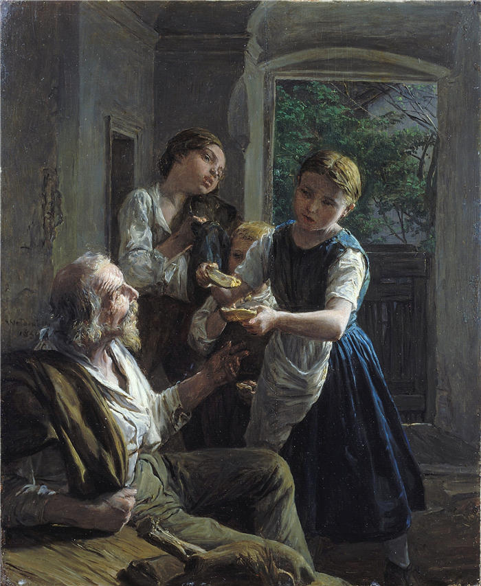 费迪南德·乔治·沃尔德米勒(Ferdinand Georg Waldmuller,奥地利画家)作品–乞丐 (1859)