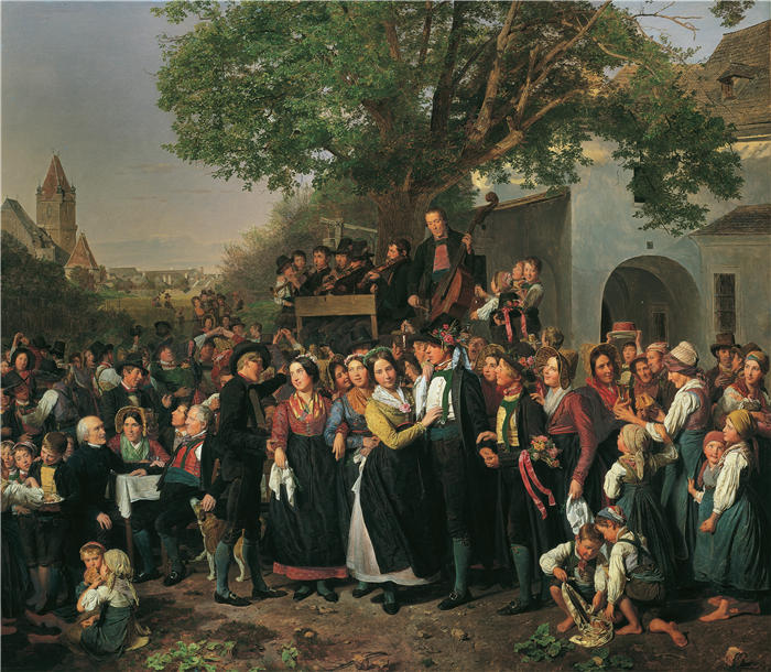 费迪南德·乔治·沃尔德米勒(Ferdinand Georg Waldmuller,奥地利画家)作品–下奥地利农民婚礼(1843)