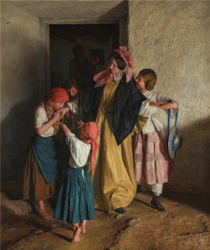 费迪南德·乔治·沃尔德米勒（Ferdinand Georg Waldmuller,奥地利画家）作品–教母的告别（1859）