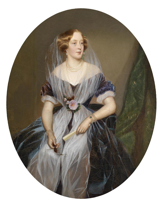 费迪南德·乔治·沃尔德米勒(Ferdinand Georg Waldmuller,奥地利画家)作品–肖像einer adeligen Dame (1846)