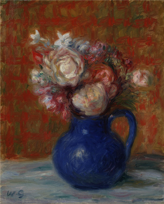 威廉·格拉肯斯(William Glackens,美国画家 )高清作品-《静物“法国花束”(1927 年)》