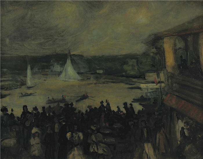 威廉·格拉肯斯（William Glackens，美国画家 ）高清作品-《帆船——巴黎（1895 年）》