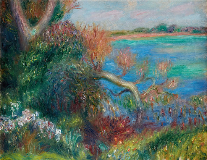威廉·格拉肯斯(William Glackens,美国画家 )高清作品-《河岸(约 1920 年)》