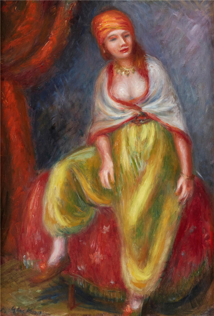威廉·格拉肯斯(William Glackens,美国画家 )高清作品-《东方服饰的女孩》