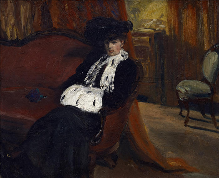 威廉·格拉肯斯(William Glackens,美国画家 )高清作品-《貂皮手袋 (1903)》