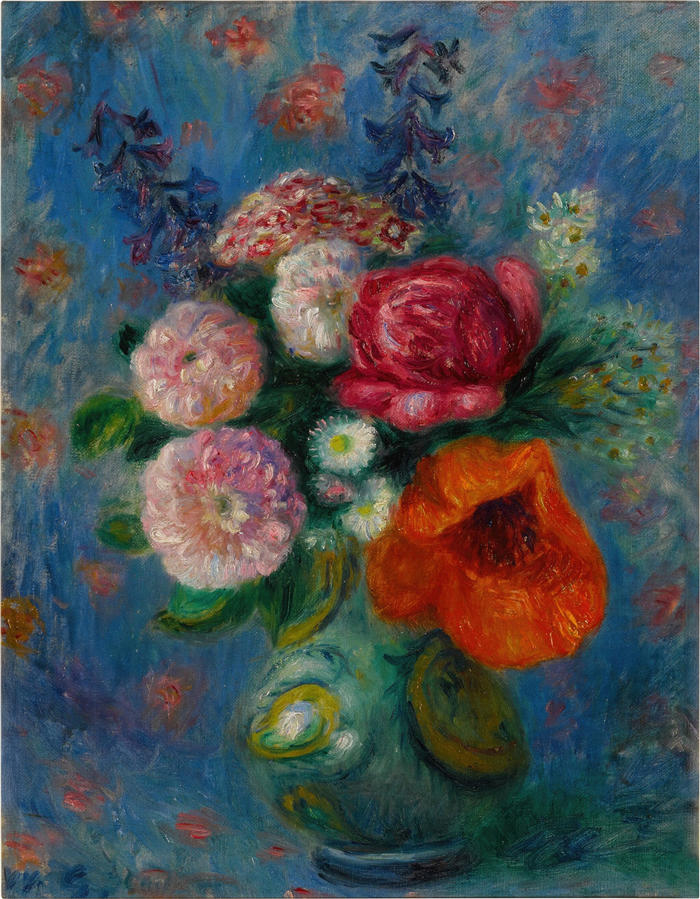 威廉·格拉肯斯（William Glackens，美国画家 ）高清作品-《罂粟花束》