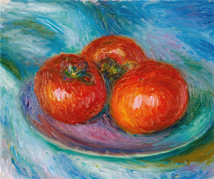 威廉·格拉肯斯（William Glackens，美国画家 ）高清作品-《三个西红柿》