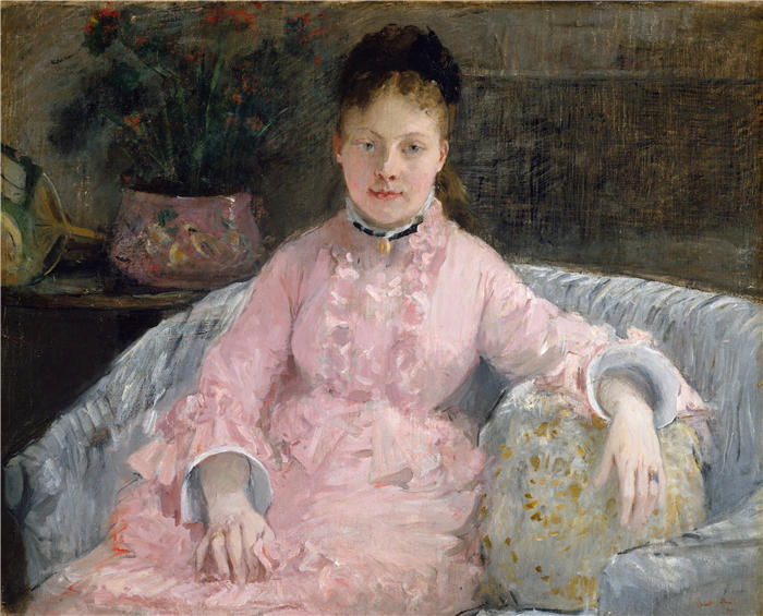 贝特·莫里索（Berthe Morisot，法国画家）高清作品 -《粉红色连衣裙》