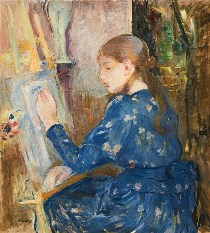 贝特·莫里索（Berthe Morisot，法国画家）高清作品 -《女作家（1891）》