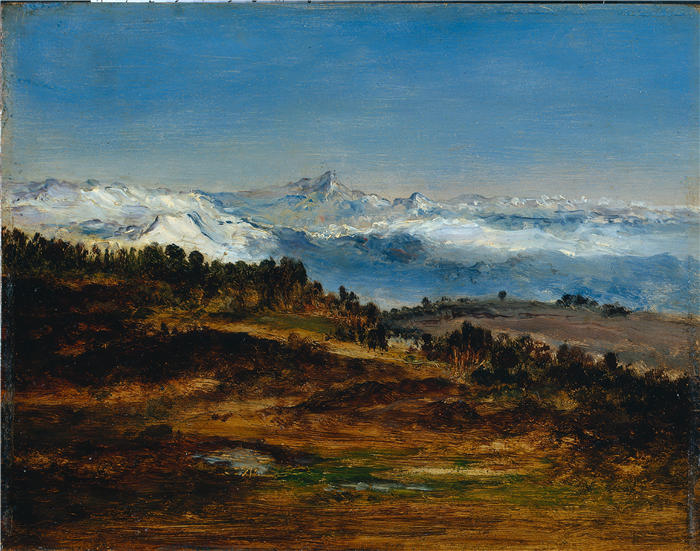 纳西斯·迪亚兹·德·拉·佩纳(Narcisse-Virgile Diaz de la Peña,法国画家)作品-《比利牛斯山脉,Midi de Bigorre 峰 (1871-1872)》