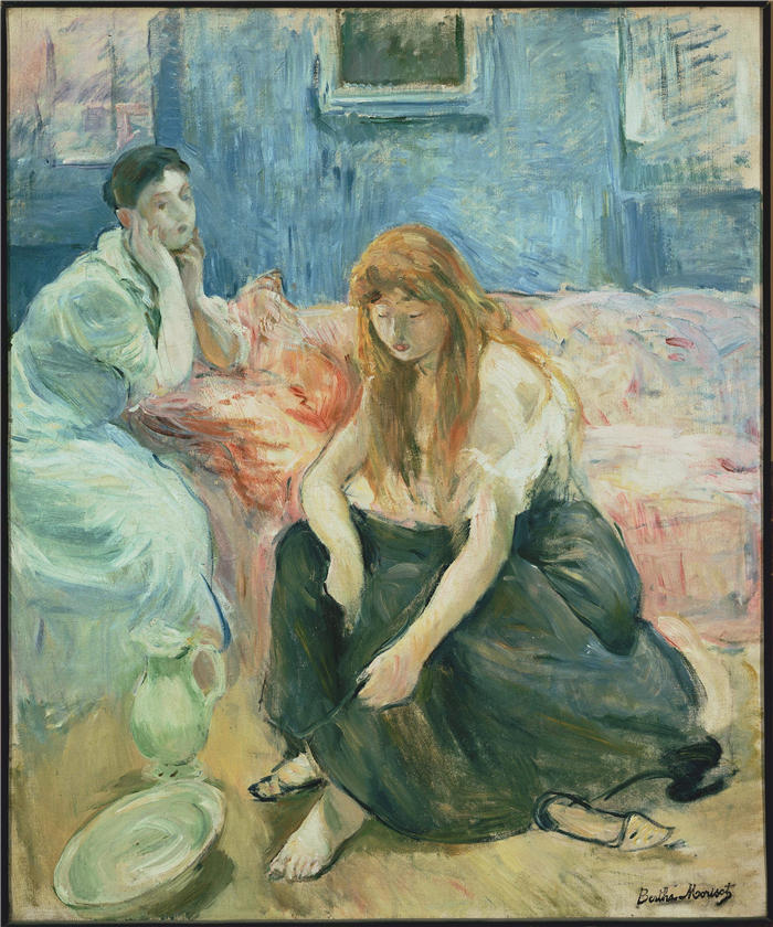 贝特·莫里索(Berthe Morisot,法国画家)高清作品 -《两个女孩(约 1894 年)》