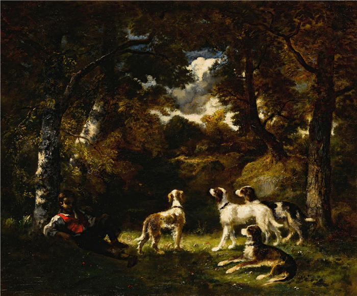 纳西斯·迪亚兹·德·拉·佩纳（Narcisse-Virgile Diaz de la Peña，法国画家）作品-《从狩猎中休息（1855）》