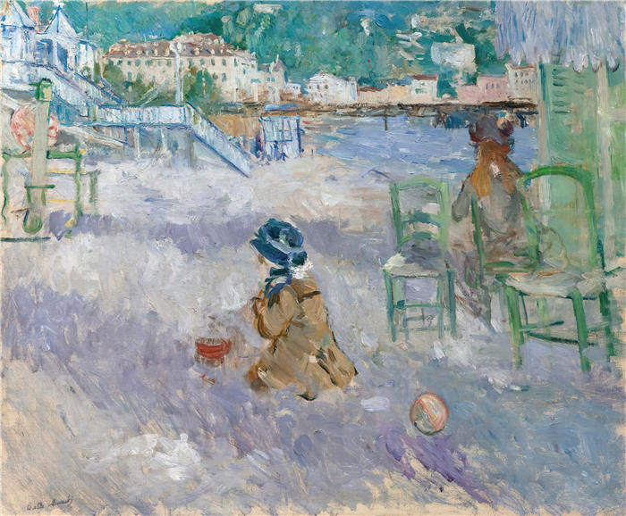 贝特·莫里索（Berthe Morisot，法国画家）高清作品 -《尼斯海滩 (1882)》