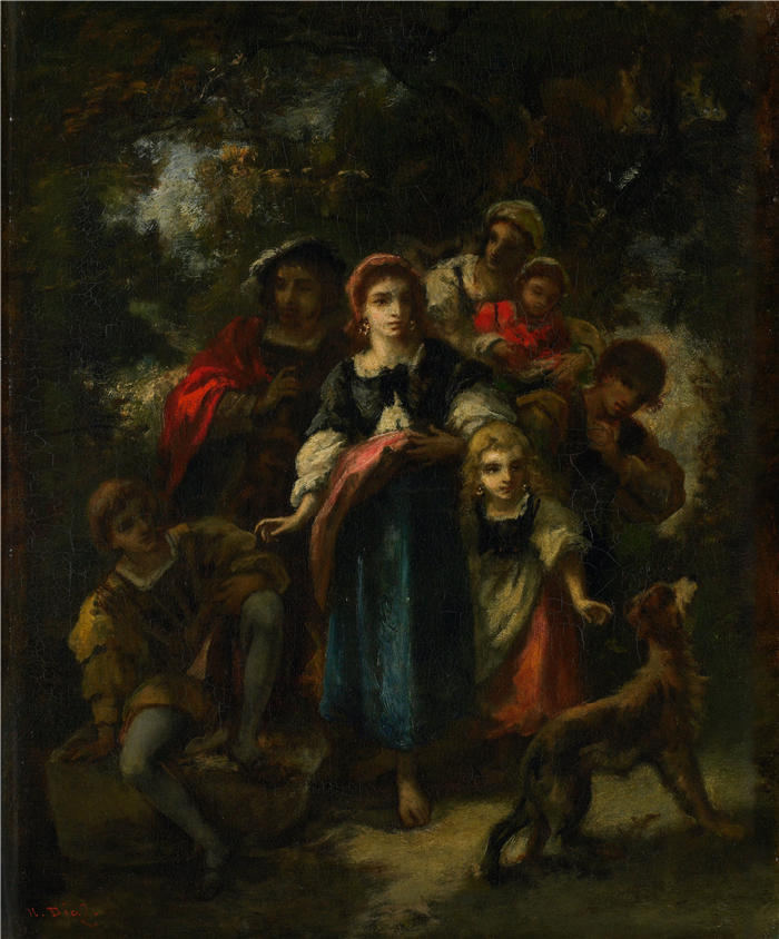 纳西斯·迪亚兹·德·拉·佩纳(Narcisse-Virgile Diaz de la Peña,法国画家)作品-《波西米亚人的后裔(约 1860 年)》