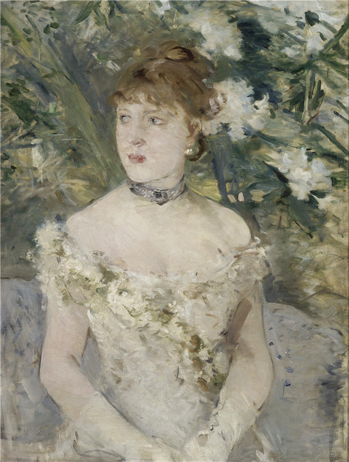 贝特·莫里索(Berthe Morisot,法国画家)高清作品 -《穿着舞会礼服的年轻女孩 (1879)》