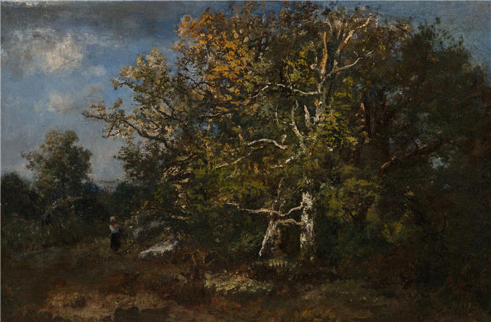 纳西斯·迪亚兹·德·拉·佩纳（Narcisse-Virgile Diaz de la Peña，法国画家）作品-《秋林中的农妇》