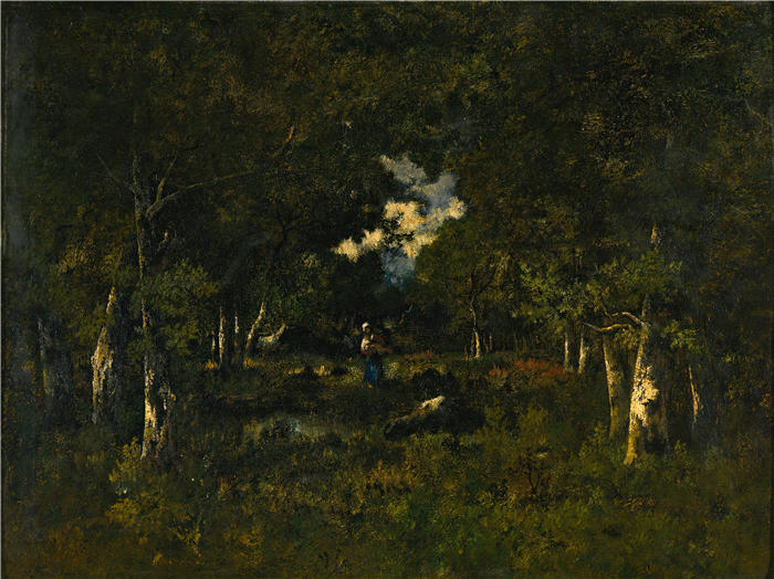 纳西斯·迪亚兹·德·拉·佩纳（Narcisse-Virgile Diaz de la Peña，法国画家）作品-《闪电中的伐木工人》