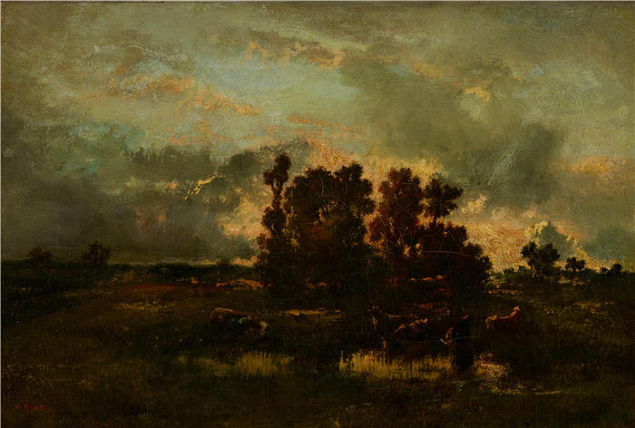 纳西斯·迪亚兹·德·拉·佩纳(Narcisse-Virgile Diaz de la Peña,法国画家)作品-《湿牧场(约 1870 年)》