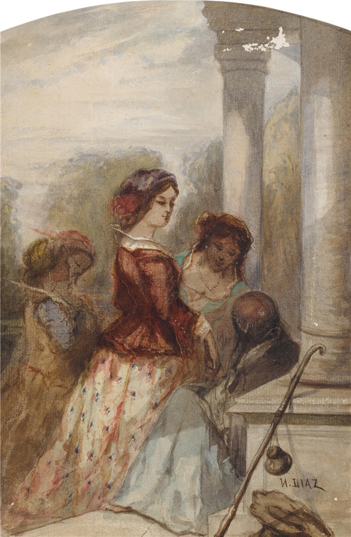 纳西斯·迪亚兹·德·拉·佩纳(Narcisse-Virgile Diaz de la Peña,法国画家)作品-《算命先生》