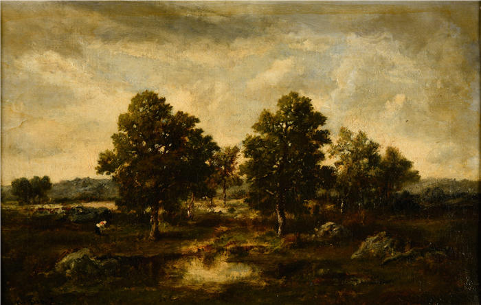 纳西斯·迪亚兹·德·拉·佩纳（Narcisse-Virgile Diaz de la Peña，法国画家）作品-《陆地上的母马》