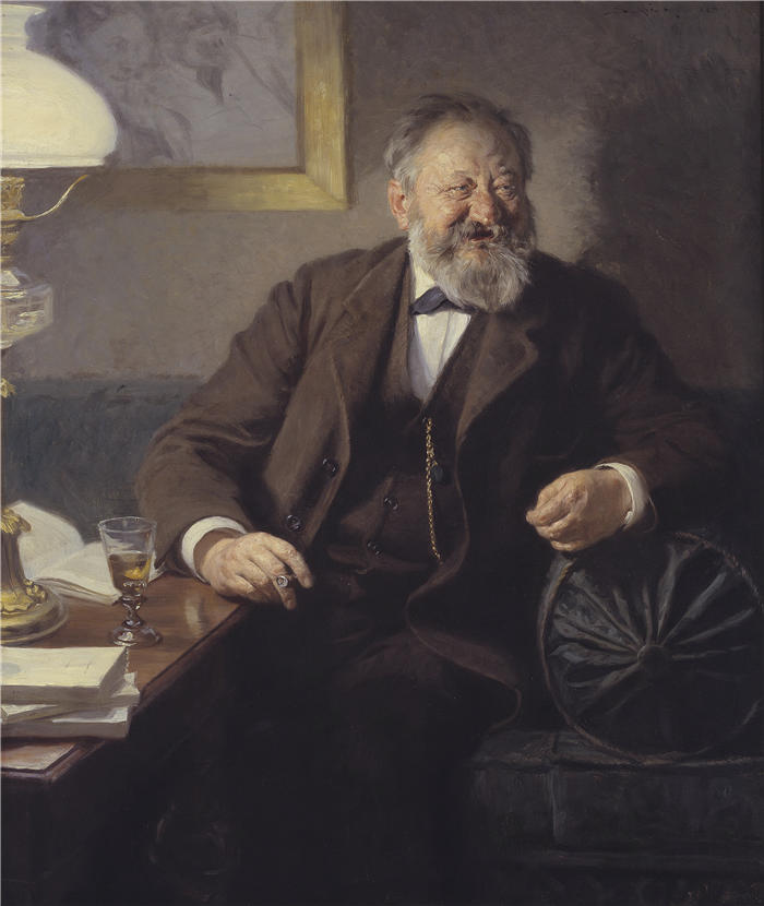 佩德·瑟夫林·柯罗耶（Peder Severin Kroyer，丹麦画家）高清作品-《作者 Sophus Schandorph (1895)》