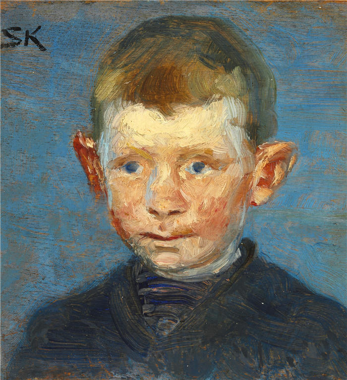 佩德·瑟夫林·柯罗耶（Peder Severin Kroyer，丹麦画家）高清作品-《Hoved af en dreng (1899)》