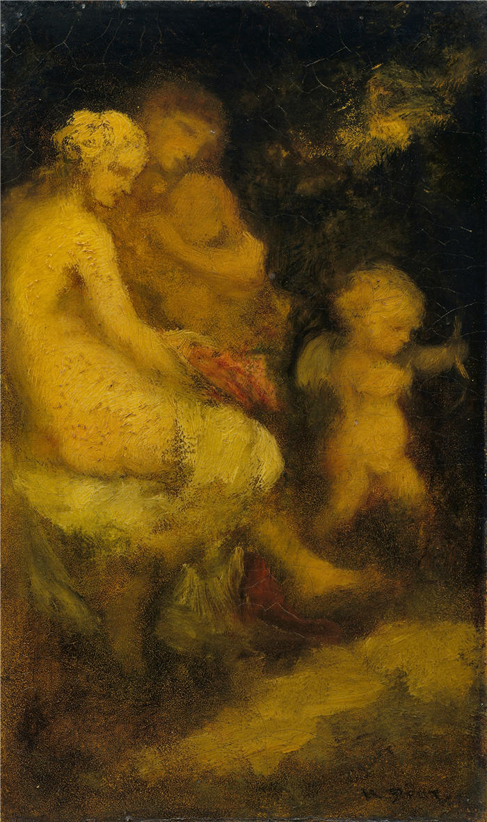 纳西斯·迪亚兹·德·拉·佩纳（Narcisse-Virgile Diaz de la Peña，法国画家）作品-《丘比特的教育（可能约 1855 年）》