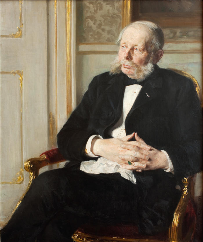佩德·瑟夫林·柯罗耶（Peder Severin Kroyer，丹麦画家）高清作品-《奥托·迪特莱夫·罗森-莱恩男爵 (1891)》
