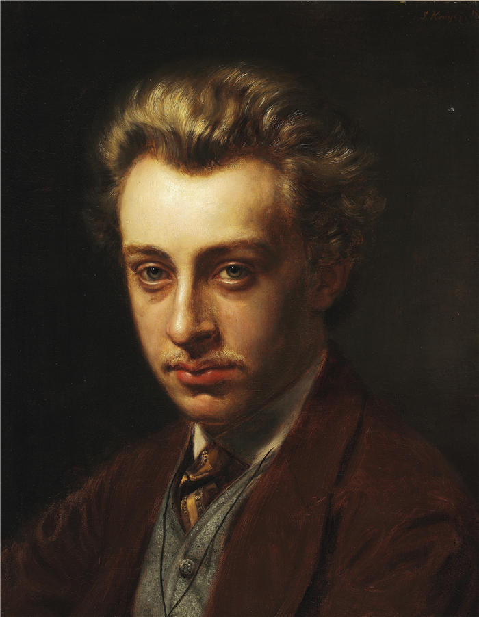 佩德·瑟夫林·柯罗耶（Peder Severin Kroyer，丹麦画家）高清作品-《弗兰斯·施瓦茨 (Frans Schwartz) 的肖像 (1869)》