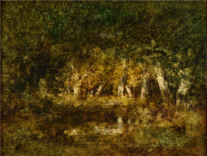 纳西斯·迪亚兹·德·拉·佩纳（Narcisse-Virgile Diaz de la Peña，法国画家）作品-《森林里的小池塘》