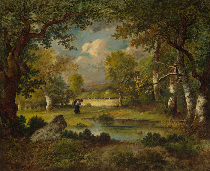 纳西斯·迪亚兹·德·拉·佩纳（Narcisse-Virgile Diaz de la Peña，法国画家）作品-《铸造厂、池塘和空地边缘（1875年）》