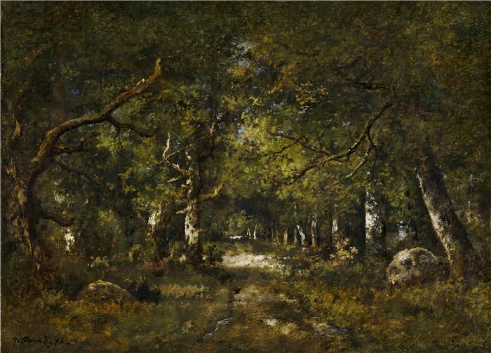 纳西斯·迪亚兹·德·拉·佩纳（Narcisse-Virgile Diaz de la Peña，法国画家）作品-《森林场景（1874）》