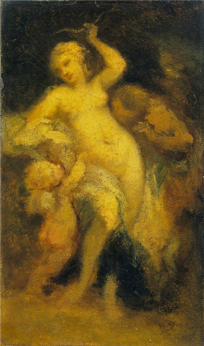 纳西斯·迪亚兹·德·拉·佩纳（Narcisse-Virgile Diaz de la Peña，法国画家）作品-《金星解除丘比特的武装（可能约 1855 年）》